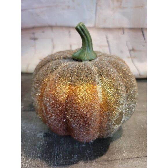 Shiny dark orange pumpkin Halloween fall Decor figure Harvest - Picture 1 of 7